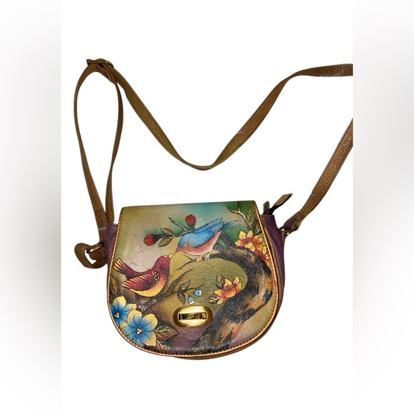 Anuschka Handbags - Anuschka hand-painted leather bag featuring a birds and floral design